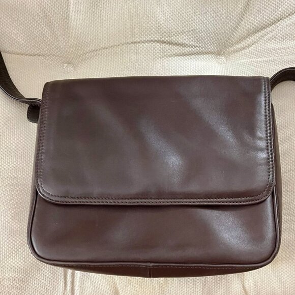Vintage Talbots Chocolate Brown Leather Shoulder Bag NWOT - Picture 4 of 15